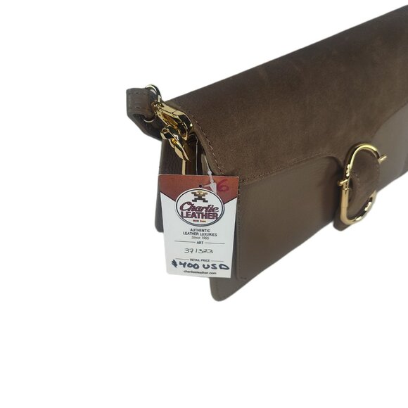 Charlie Leather "Zilvia" Small Olive Green Suede Textured Leather Bag - NWT - Picture 8 of 14